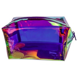 TotePrint Green Holographic PVC Cosmetic Toiletry Bag Laser Waterproof Toiletry Organizer Case for Home Office Christmas Gift, purple, Modern