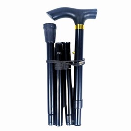 Walking Sticks for men and women, Lightweight Folding with Adjustable Height, Collapsible, Portable, and Sturdy Cane with Non-slip rubber Tip, Ergonomic Handle (Black)