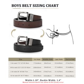 Kajeer Children's Reversible Belt for Boys Girls - Black and Brown Boys PU Leather Belt for School Uniform Jeans with Rotating Buckle, Gunmetal