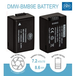 BM Premium 2 Pack of DMW-BMB9 Batteries for Panasonic Lumix DC-FZ80, DC-FZ80D, DMC-FZ40K, DMC-FZ45K, DMC-FZ47K, DMC-FZ48K, DMC-FZ60, DMC-FZ70, DMC-FZ100, DMC-FZ150 Cameras