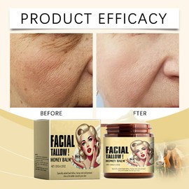 Natural Cebo de Res Para la Cara Sebo Organica, Tallow and Honey Balm, Crema Nutritiva Para Rostro y Cuerpo, Crema de Animales Alimentados con Pasto (1 pcs Sebo de Res Para la Cara Whipped)