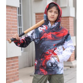 Ahegao Boys Funny Hoodies for Kids 3D Printed Black Red Ink Sweatshirts 6 7 8 Years Old Little Girls Casual Pullover Boy Sports Shirt Sweater Children Winter White Hoody Clothes