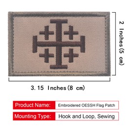 EmWoot 2PCS Jerusalem Holy Sepulchre Knight Patches Embroidered Morale Patch Hook and Loop(Khaki)