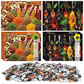 Seenelling 2 Pack 1000 Piece Puzzles for Adults Colorful Spices Jigsaw Puzzles for Adults 27.6"x 19.7" Educational Games for Family