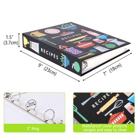 YBCPACK 3 Ring Recipe Binder A5 Set, 1 Pack 9" x 7" Recipe Book to Write in Your Own Recipes, Recipe Journal Notebook Include 100 Recipes Page(5.5" x 8.5"), 12 Full Page Dividers