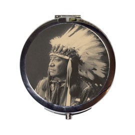Native American Chief Compact Mirror Pocket Size for Makeup Cosmetics Antique Photo Victorian