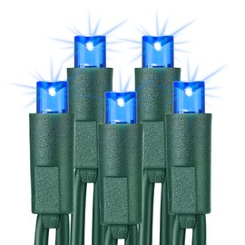 Brizled Blue Christmas Lights, 33ft 100 LED 5MM Wide Angle Christmas Tree Lights, 120V UL Certified Mini String Lights Connectable Outdoor Waterproof Blue Lights for Xmas Room Party Decor, Green Wire