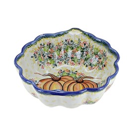 Blue Rose Polish Pottery Harvest Festival Pumpkin Bowl