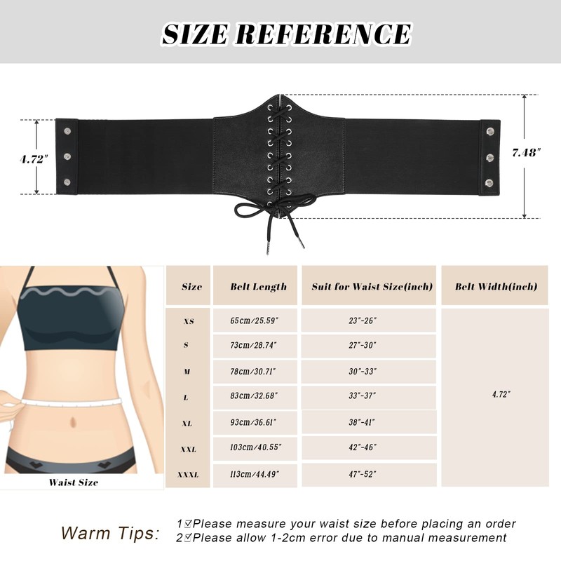 JASGOOD Women's Elastic Costume Waist Belts Lace-up Tied Waspie Corset