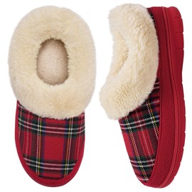 Women's Warm Memory Foam Winter Slippers Size 36-43 EU, Christmas Red