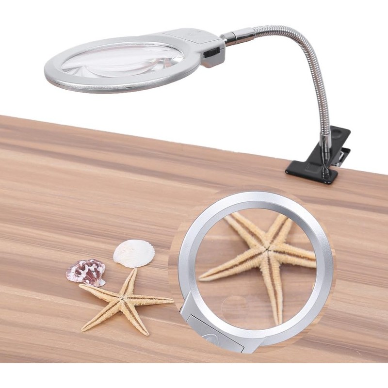 Lupa LED de Mesa con Cuello Flexible y Doble Aumento