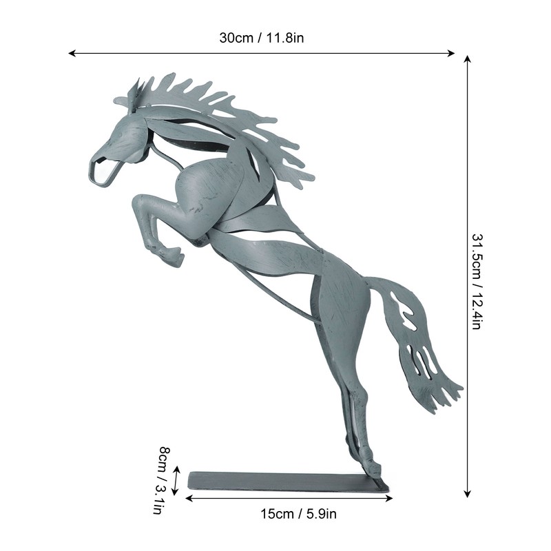 Metal Horse Statue Unique 3D Design Iron Decorative Running Horse