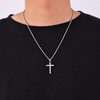 Fiusem Cross Necklace for Men, Silver Tone Mens Cross Necklaces