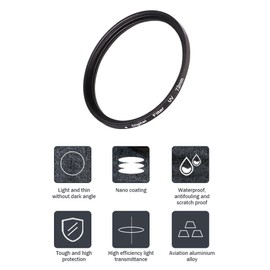 UV Filter 72 mm, UV Filter and Protective Filter, Ultraviolet Filter, UV Filter Lens Filter, UV Haze and Protection Filter, UV Cut Filter, Protect Camera Lenses and Improve Colour Saturation