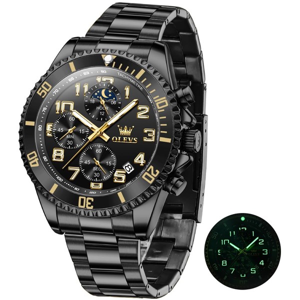 OLEVS Watches for Men, Chronograph Big Face, Waterproof Luminous,Multi-Function with
