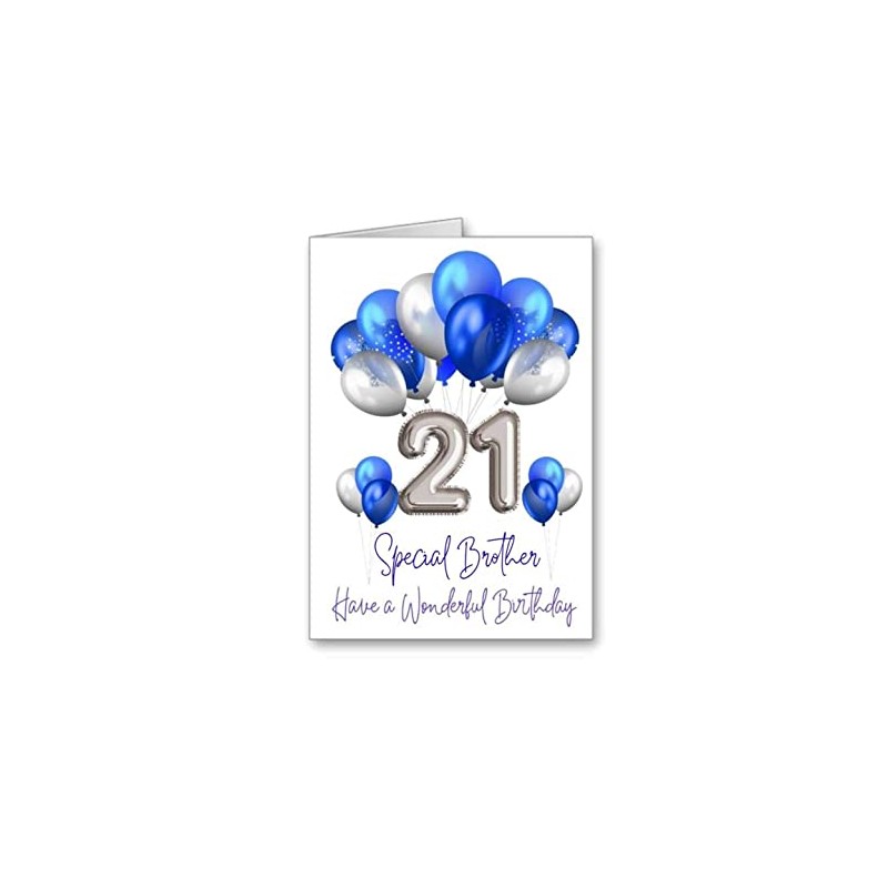 Brother Happy 21st Birthday Card 21 age Balloons (envelope Included)