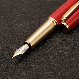 Jinhao 95 - Pluma estilográfica de metal, punta fina, rojo vivo con clip dorado