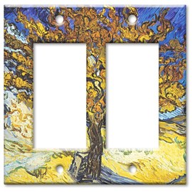 Art Plates - Double Gang Rocker OVERSIZE Switch Plate - OVER SIZE Decorative Metal Wall Plate - Van Gogh: Mulberry Tree - (Made in USA)