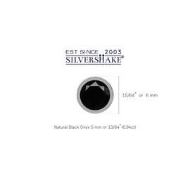 Silvershake Petite 5 mm Round Natural Black Onyx 925 Sterling Silver Bezel Set Stud Earrings