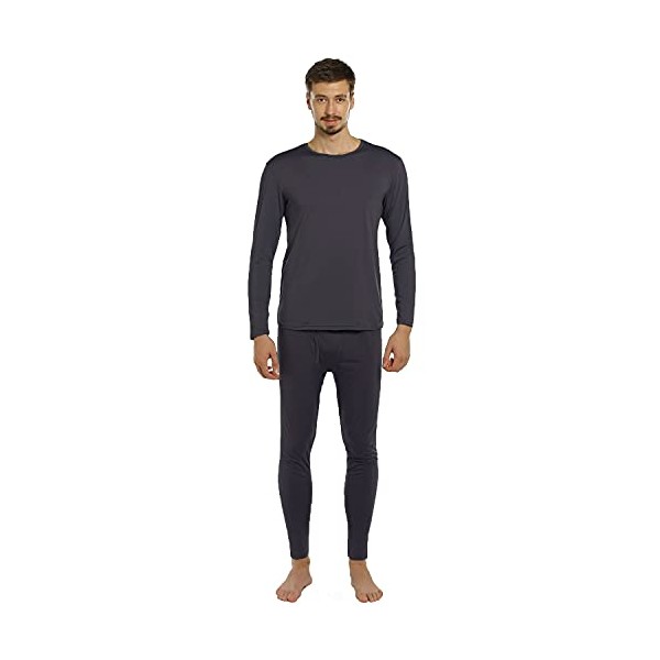 ViCherub Men's Thermal Underwear Set Long Johns with Fleece Lined Base Layer Thermals Sets for Men Charcoal
