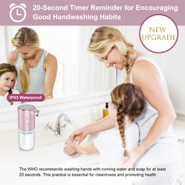 Automatic Foaming Soap Dispenser, Touchless Foam Dispenser with 20s Handwashing Timer, 4-Level Adjustable Foam, Electric Wall Mounted Auto Soap Dispenser for Kitchen Bathroom Hotel Office 13.5oz/400ml