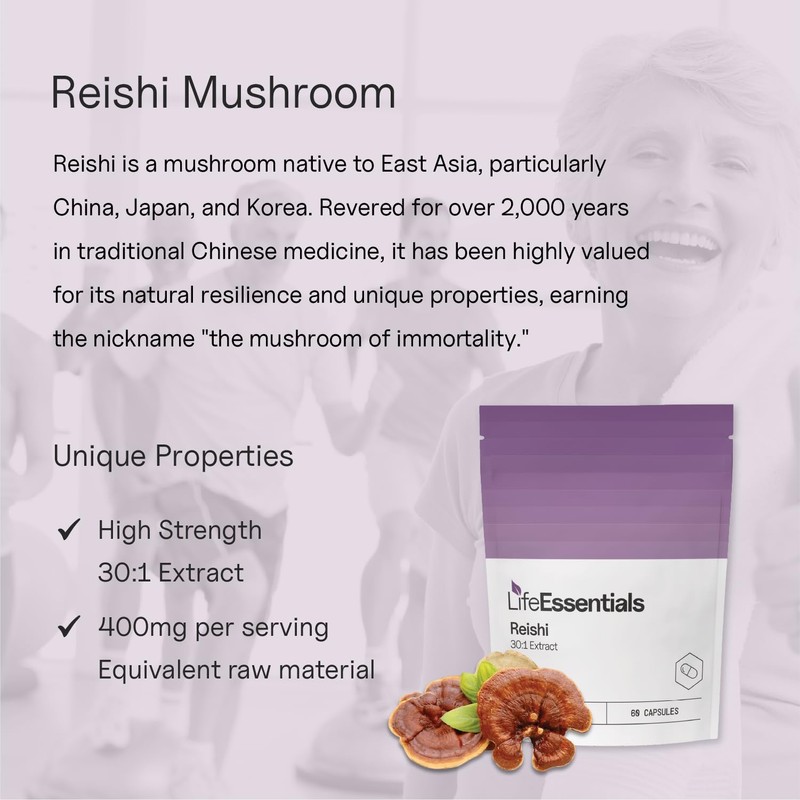 Life Essentials Reishi Mushroom Capsules 400mg - Premium Mushroom Extract