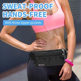 Fjquamitix 2-Pack Running Belt Waist Pack Adjustable Fanny Pack for Men Women Phone Holder Pouch for Workout Hiking Cycling Lightweight Money Belt Gift for Runners & Travel set2 (Black&Grey)