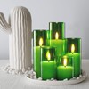 Girimax Green Glass Flameless Candles with Remote, Flickering LED Votive