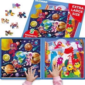 QUOKKA Magnetspiel ab 3 4 Jahre - 48-Teilige Puzzle Beschäftigung Für Kinder Im Flugzeug & Autofahrt - Dino Reisespiele Kinder ab 4 5 6 - Spielzeug für Jungen und Mädchen