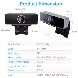 FHD 1080P USB PC Webcam with Auto Focus Microphone 60-Degree Widescreen for Desktop & Laptop for Live Streamingcolor: Black Color