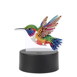 JISHSHAY Diamond Painting Night Light Diamond Art Table Lamps Gem Art LED Lights Gem Painting Desk Lamp Mosaic Kits for Adults DIY Kits for Adults with Special Shaped Crystal Hummingbird