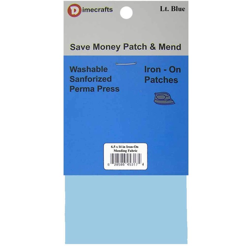 1 Piece Iron-On Light Blue Mending Fabric 6.5 x 14