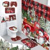 FuWeave 8 Pcs Christmas Shower Curtain Set Xmas Santa Bathroom