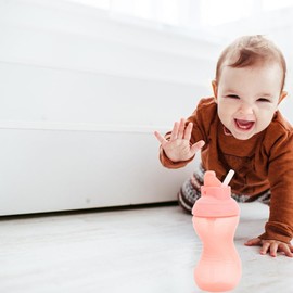 Munchkin Mighty Grip Flip Straw 10oz Sippy Cups - Durable, BPA Free, Straw Cup with Contoured Design & Leak-Proof Soft Silicone Straw - Toddler Straw Cups (Coral/Green)