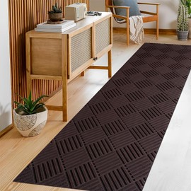 SUWUYUE Runner Rug Non Slip, 2FT x 3FT Washable Area Rug Indoor Outdoor Rubber Back Carpet Mat for Hallway Kitchen Entryway Laundry Room Foyer Balcony Living Room, Brown