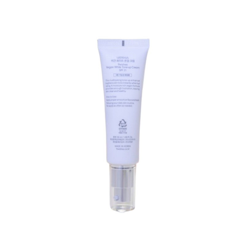 Nine Wishes Vegan White Tone-Up Cream 50ml+50ml Pigment-free UV protection