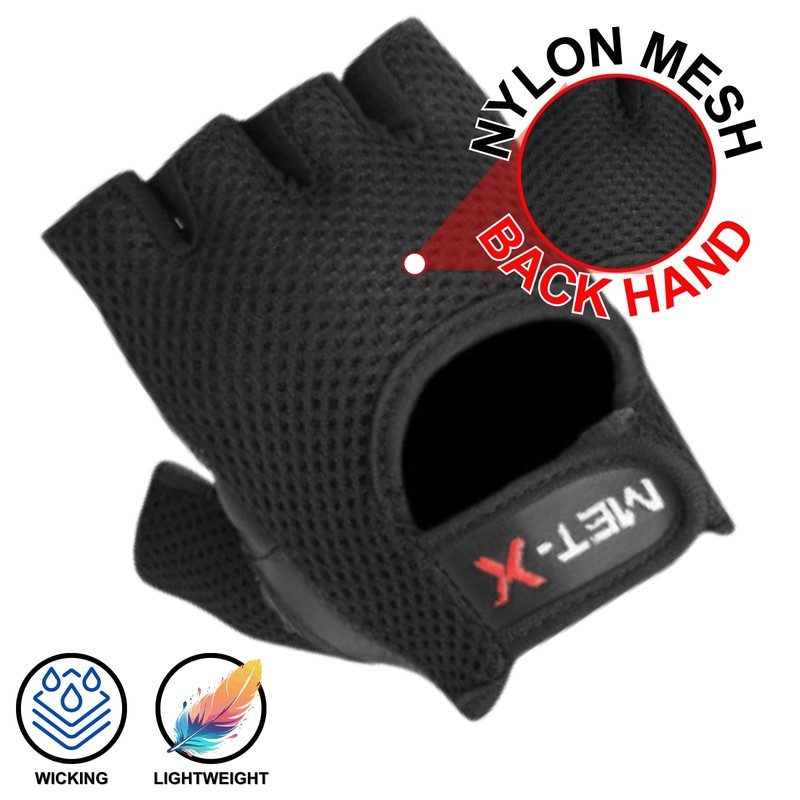 Met-X Suede Leather Microfibre Fabric Gym Training Gloves Extra Large,