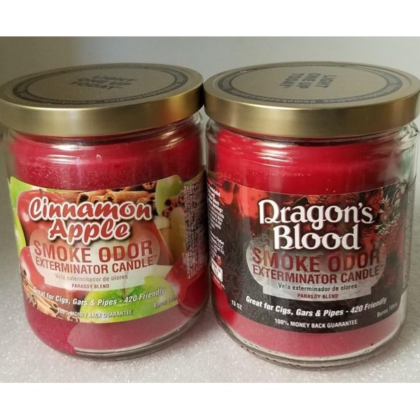 Smoke Odor Exterminator 13oz Jar Candle, Cinnamon Apple 2 Pack.