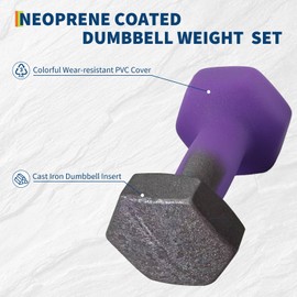 Dumbbell Hand Weights for Women, Neoprene Hexagon Non-Slip Weights Dumbbell Set with Storage Rack Stand for Home Gym, 3+5+8 Lbs, Pairs