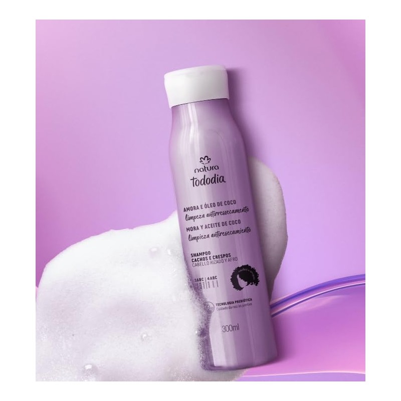 Natura Todadia Shampoo para Cabello Rizado, Mora y Aceite de