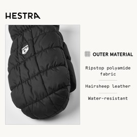 Hestra Extreme Cold Weather Winter Mittens Moon Light Primaloft Insulated Gloves, Black, 7