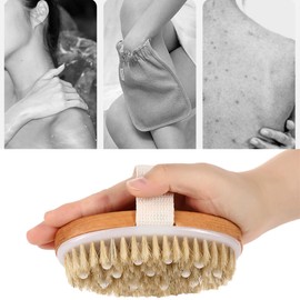 Sauna Brush, Bath Brush, Body Brush, Body Brush, Natural Bristles, Cellulite Brush, Massage Brush for Removing Dead Skin, Cellulite, Improves Lymphatic Functions, Peeling