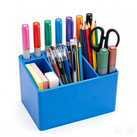 Adoric 3D Printed PLA Desk Organizer, Multifunctional Pen Holder with 7 Slots & 3 Compartments for Office, School, Makeup Brushes