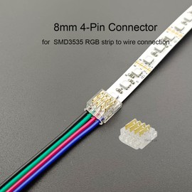 Biantie La RGB LED Strip Light Connectors - 4-Pin 8mm Solderless Clips for SMD Strip-to-Wire Joints (Pack of 20)