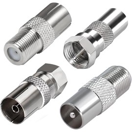 Novstuf 4 Pcs F Type to Coax Adapter Kit, TV Aerial Connector Adaptor for Cable Lead, Satellite Receiver, Antenna Cables, Router, Modem, Audio/Video Equipment