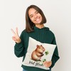 Capybara with Clover Leaf Cushion with Saying Viel Glück Cute