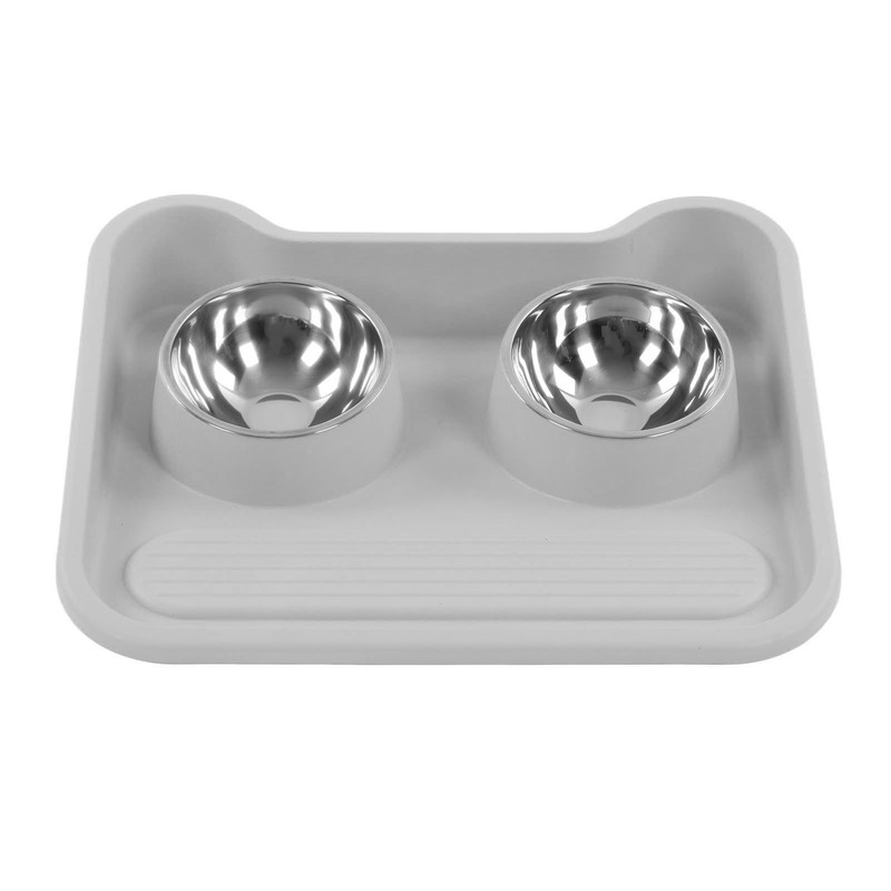 Cat Water Food Bowl 15 Degree Tilt Prevent Spill Stainless