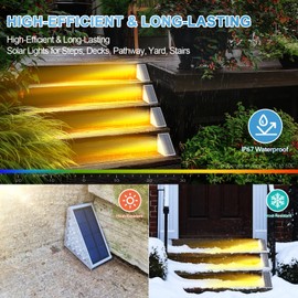 AUDLES LED Solar Step Lights Waterproof Outdoor Stair Lights, Warm White Solar Deck Light IP67 Solar Decoration Lights for Yard, Patio, Garden, Walkways, Front Door, Pathway, Driveway, Porch 2PK