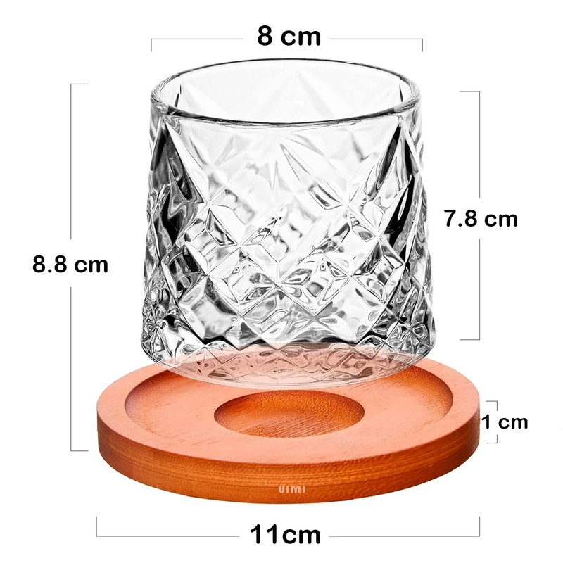 Vaso Giratorio 360° Antiestrés Para Coctelería Base De Bambú