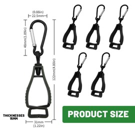 SRTSTR Pack of 6 Glove Holders, Work Gloves, Grabber Clip, Plastic Glove Holder with Carabiner Hook, Anti-Loss Glove Clips for Workers, Fire Brigade, Gardens, Construction Sites (Black)